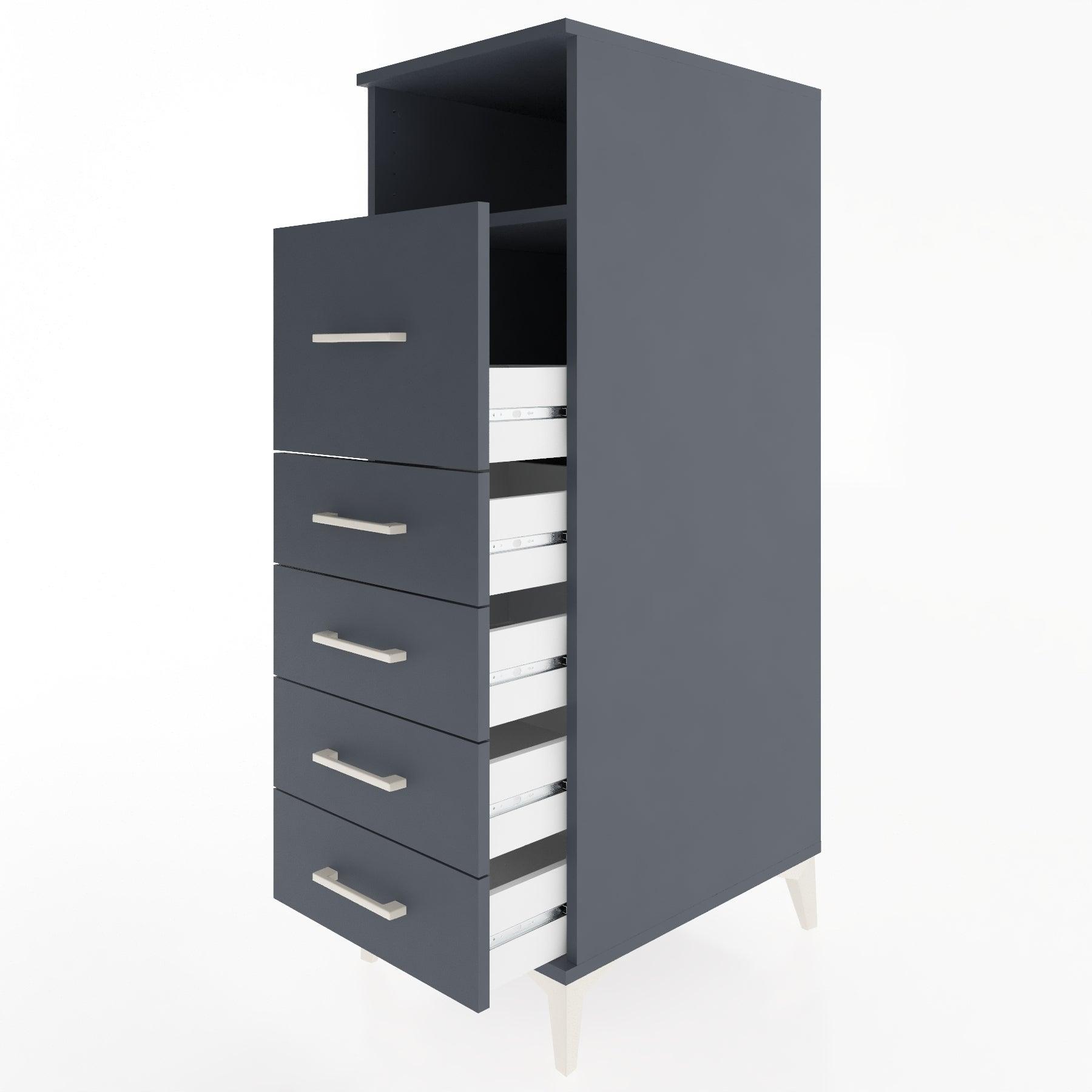 Woodntry Modular Cabinet Anthracite 44x30x122 cm with Drawers and Shelves CR86-2