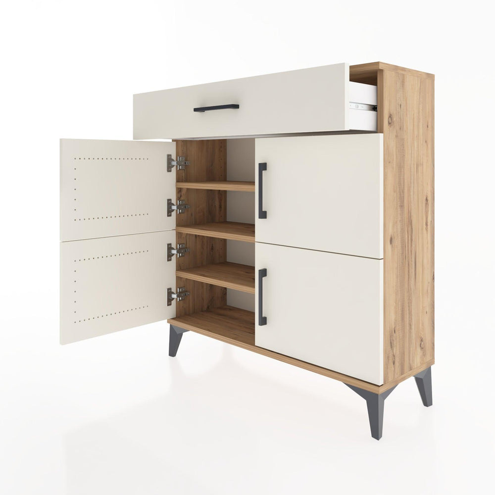 Woodntry Modüler Şifonyer Çam 88x30x84 cm Kapaklı ve Çekmeceli KC36-3