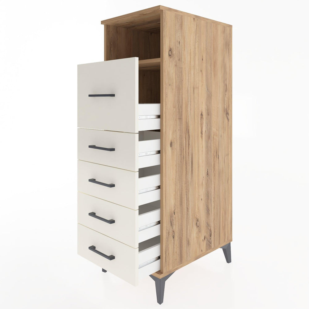 Woodntry Modüler Dolap Çam 44x30x122 cm Çekmeceli ve Raflı CR86-3