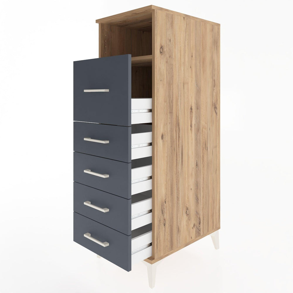 Woodntry Modüler Dolap Çam 44x30x122 cm Çekmeceli ve Raflı CR86-3