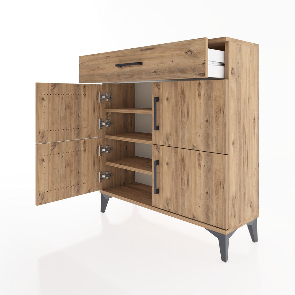 Woodntry Modüler Şifonyer Çam 88x30x84 cm Kapaklı ve Çekmeceli KC36-3