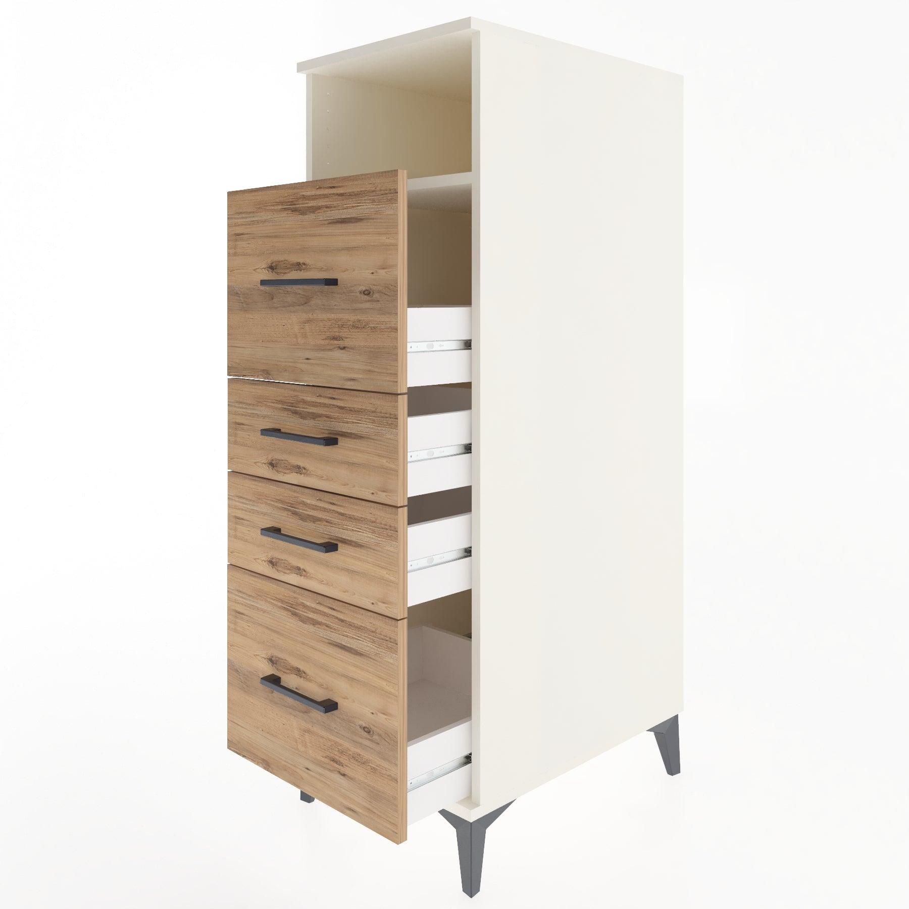 Woodntry Modular Cabinet Moonstone 44x30x122 cm with Drawers and Shelves CR37-1
