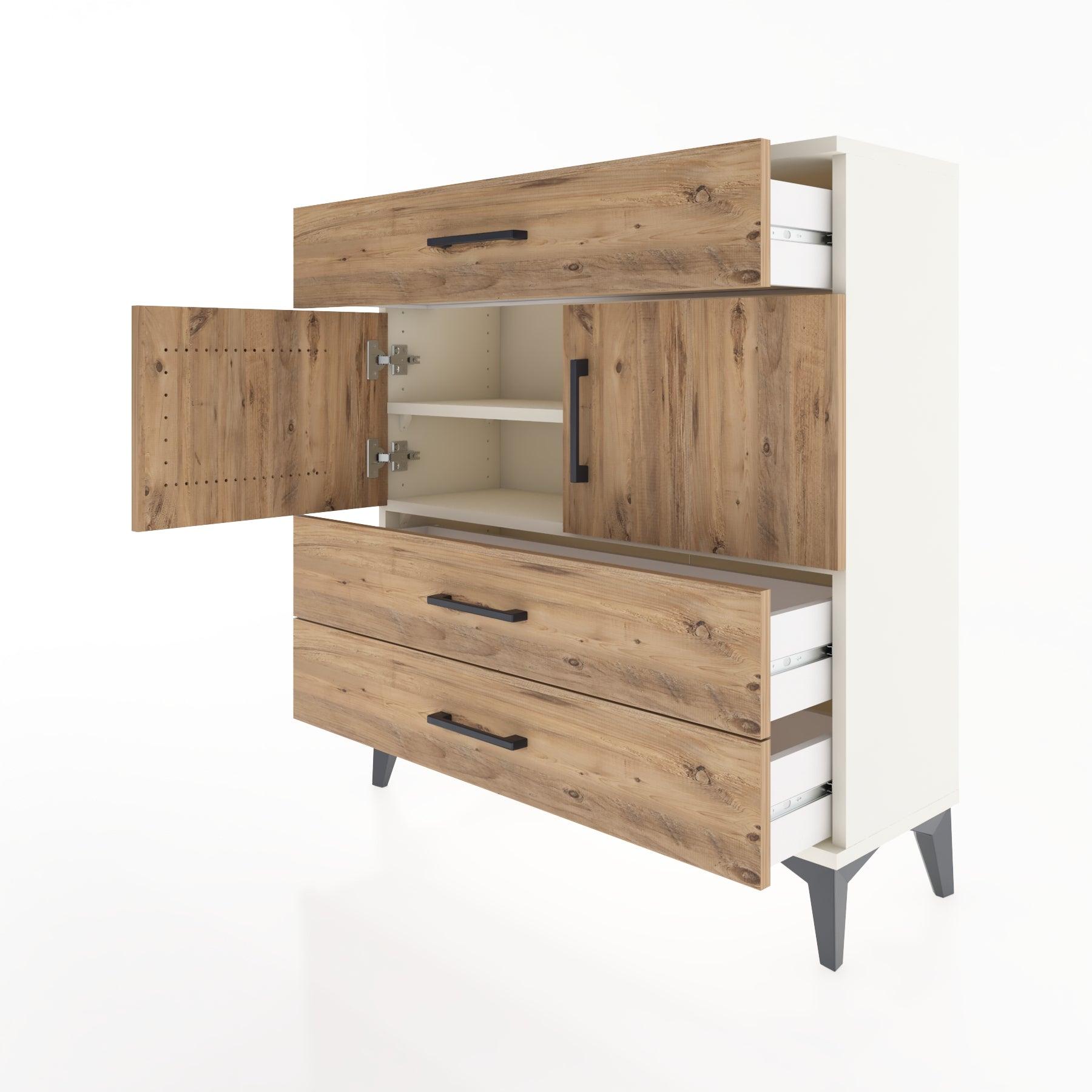 Woodntry Modular Dresser Moonstone 88x30x84 cm with Cover and Drawer KC37-1