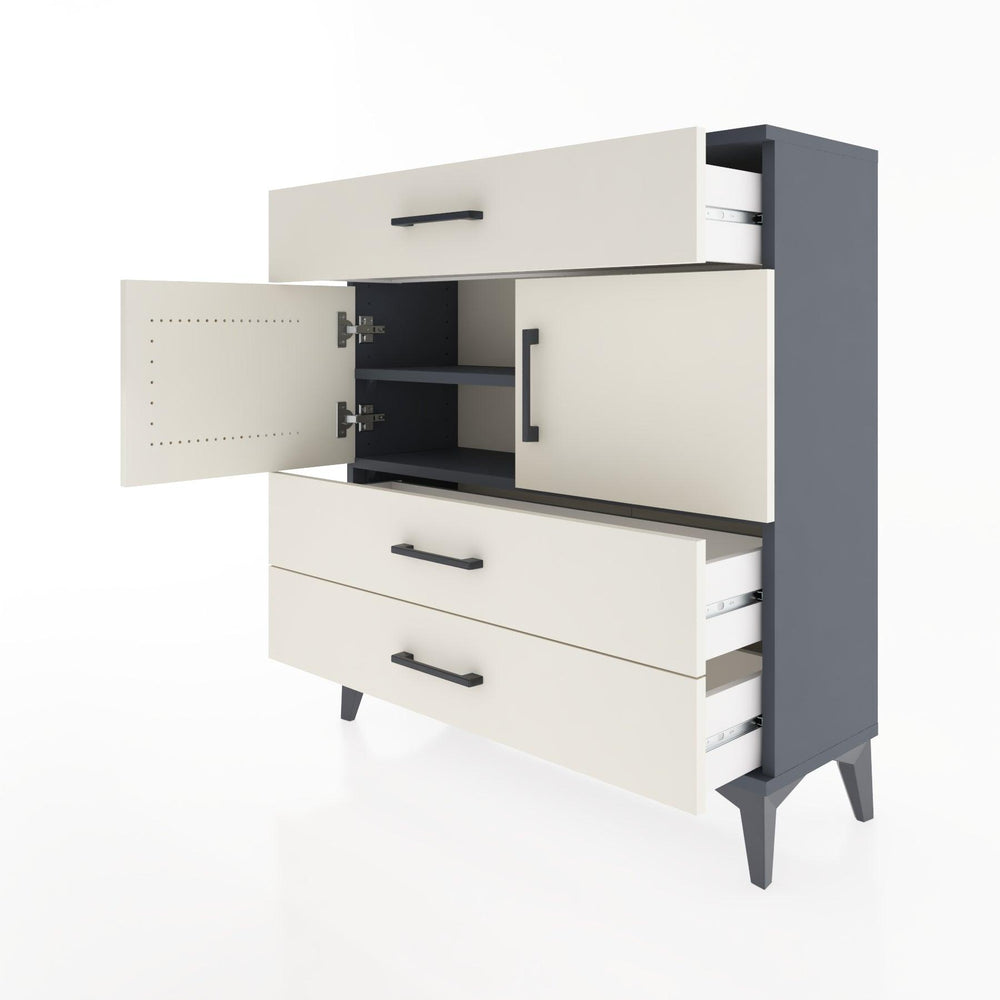 Woodntry Modüler Şifonyer Antrasit 88x30x84 cm Kapaklı ve Çekmeceli KC37-2