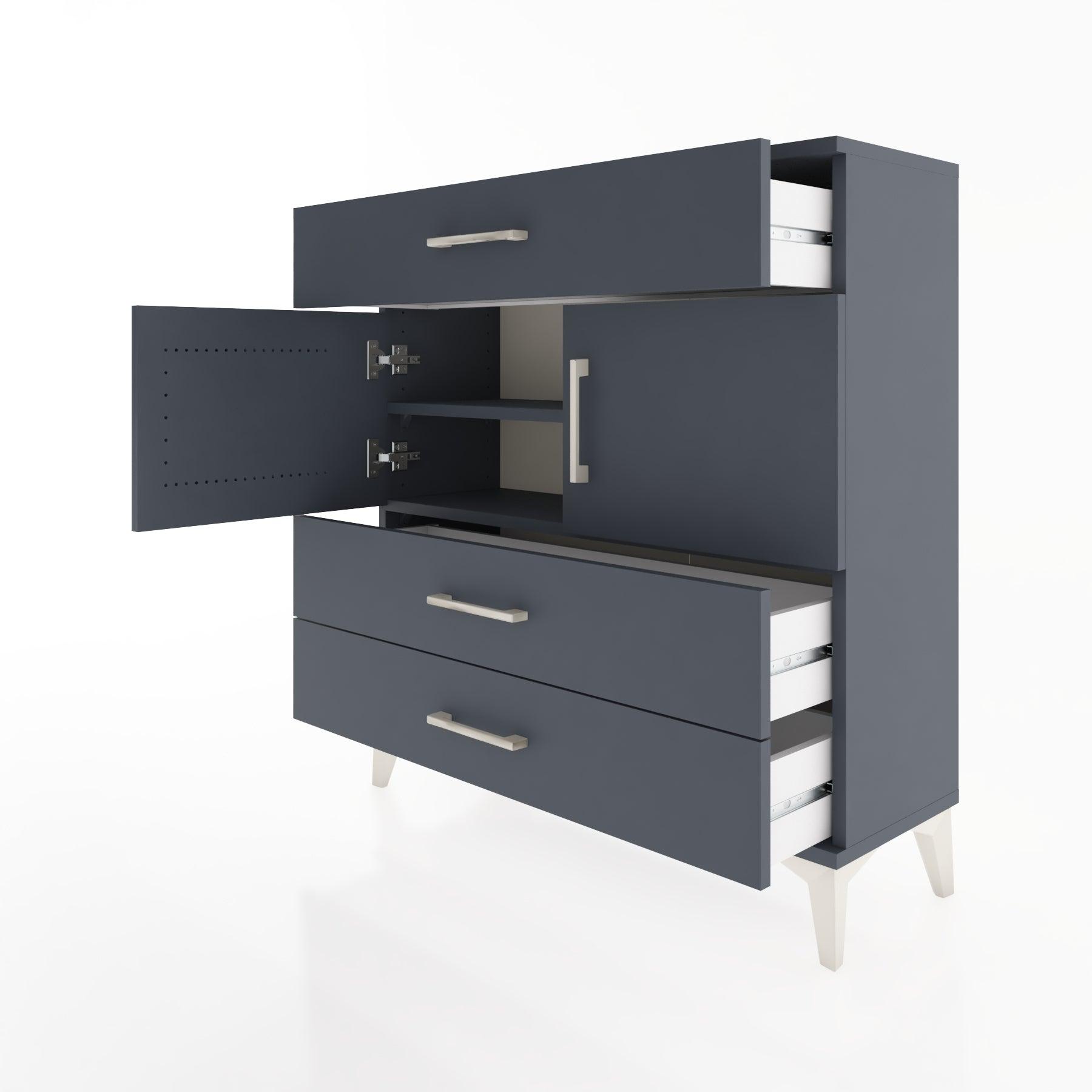 Woodntry Modular Dresser Anthracite 88x30x84 cm with Cover and Drawer KC37-2