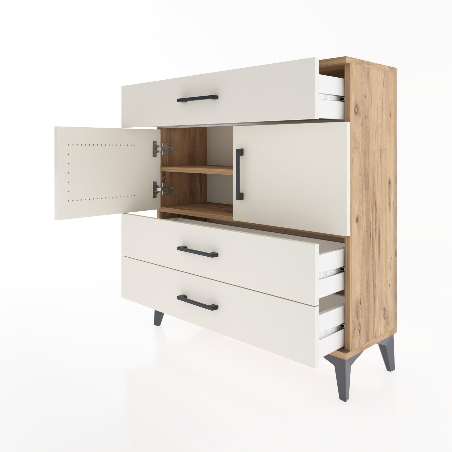 Woodntry Modular Dresser Pine 88x30x84 cm with Cover and Drawer KC37-3