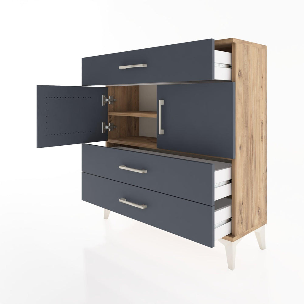 Woodntry Modüler Şifonyer Çam 88x30x84 cm Kapaklı ve Çekmeceli KC37-3