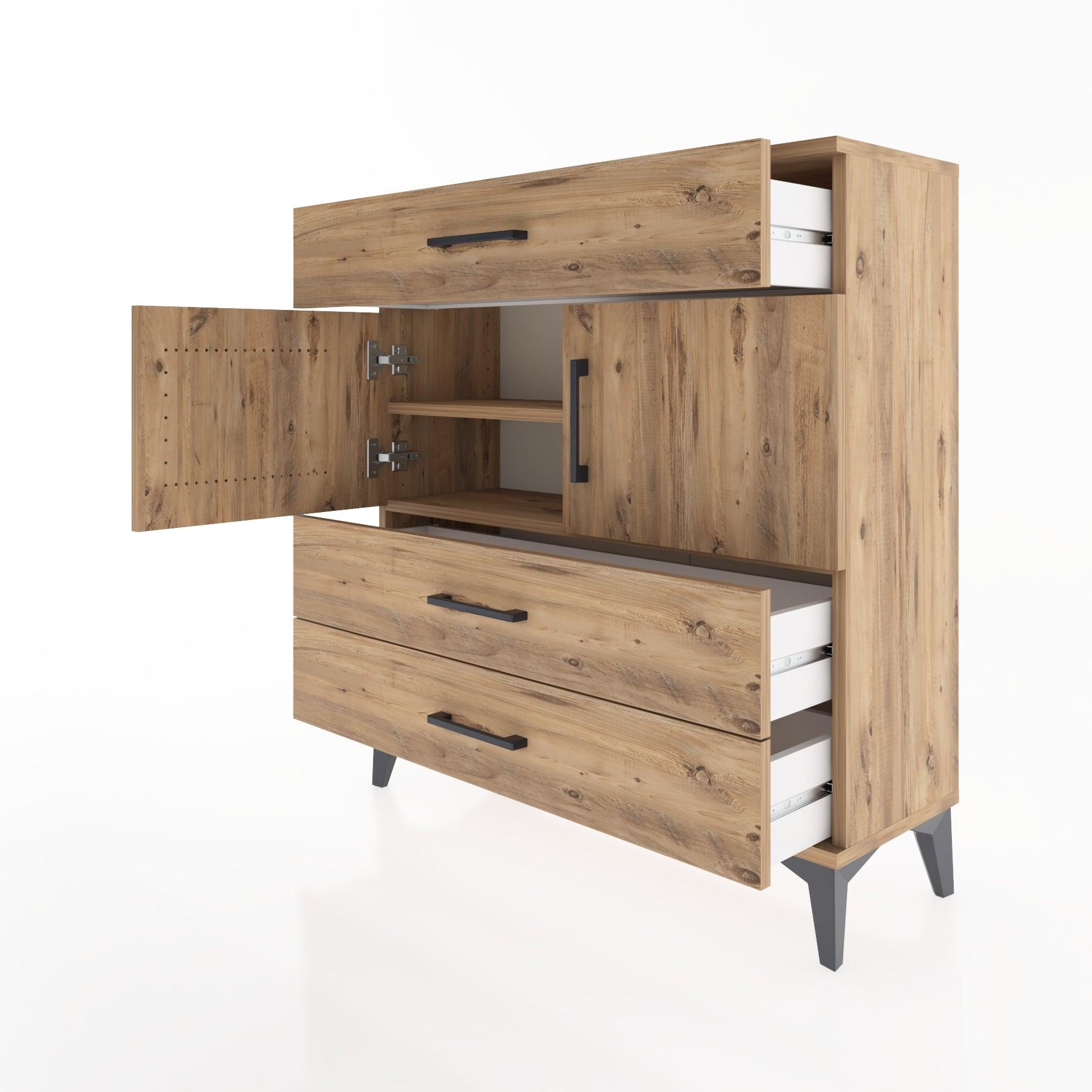 Woodntry Modular Dresser Pine 88x30x84 cm with Cover and Drawer KC37-3