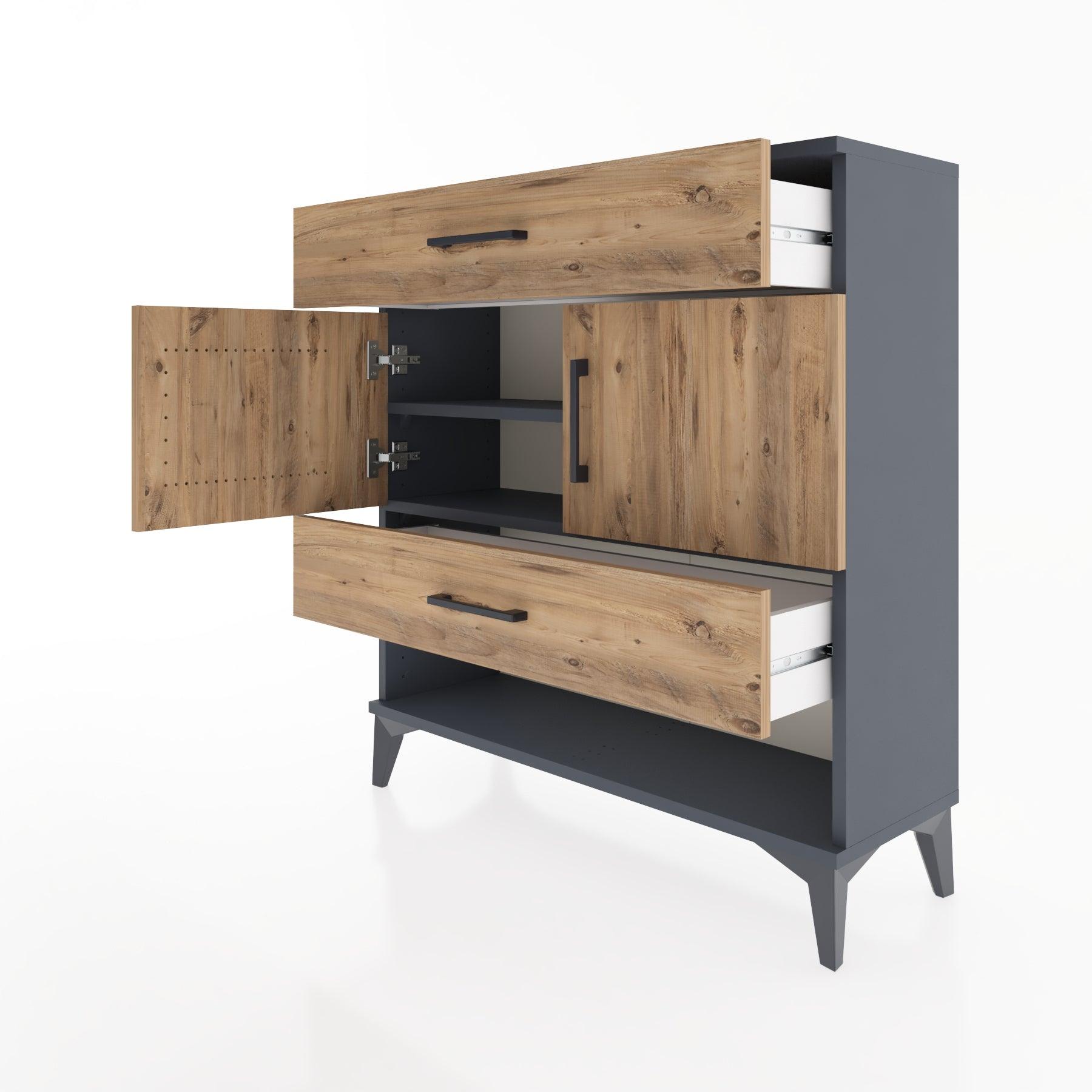 Woodntry Modular Dresser Anthracite 88x30x84 cm Functional F38-2