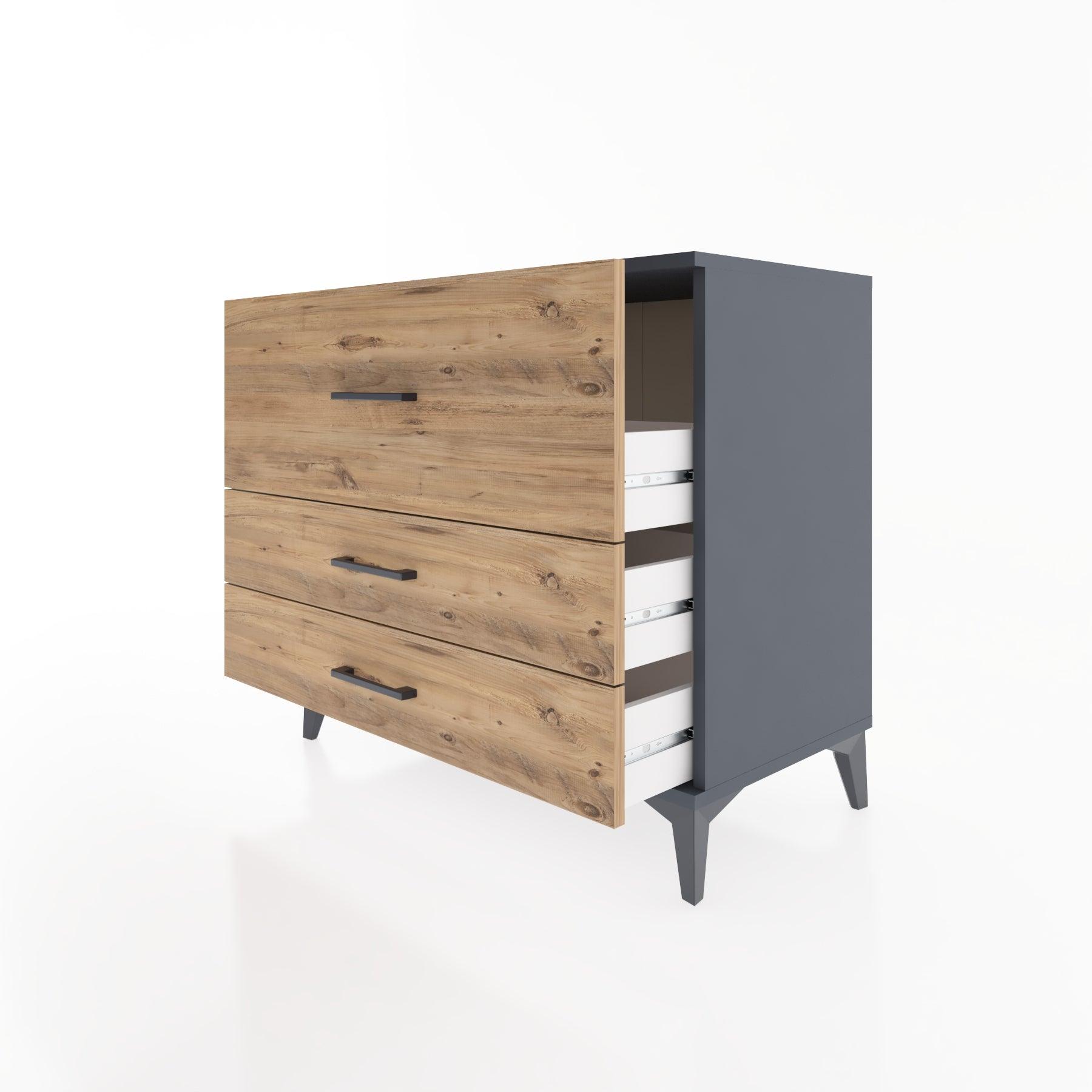 Woodntry Modüler Şifonyer Antrasit 88x44x68 cm Çekmeceli C38-2