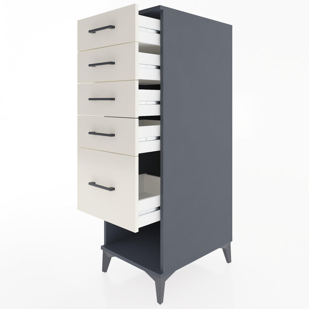 Woodntry Modüler Dolap Antrasit 44x30x122 cm Çekmeceli ve Raflı CR88-2