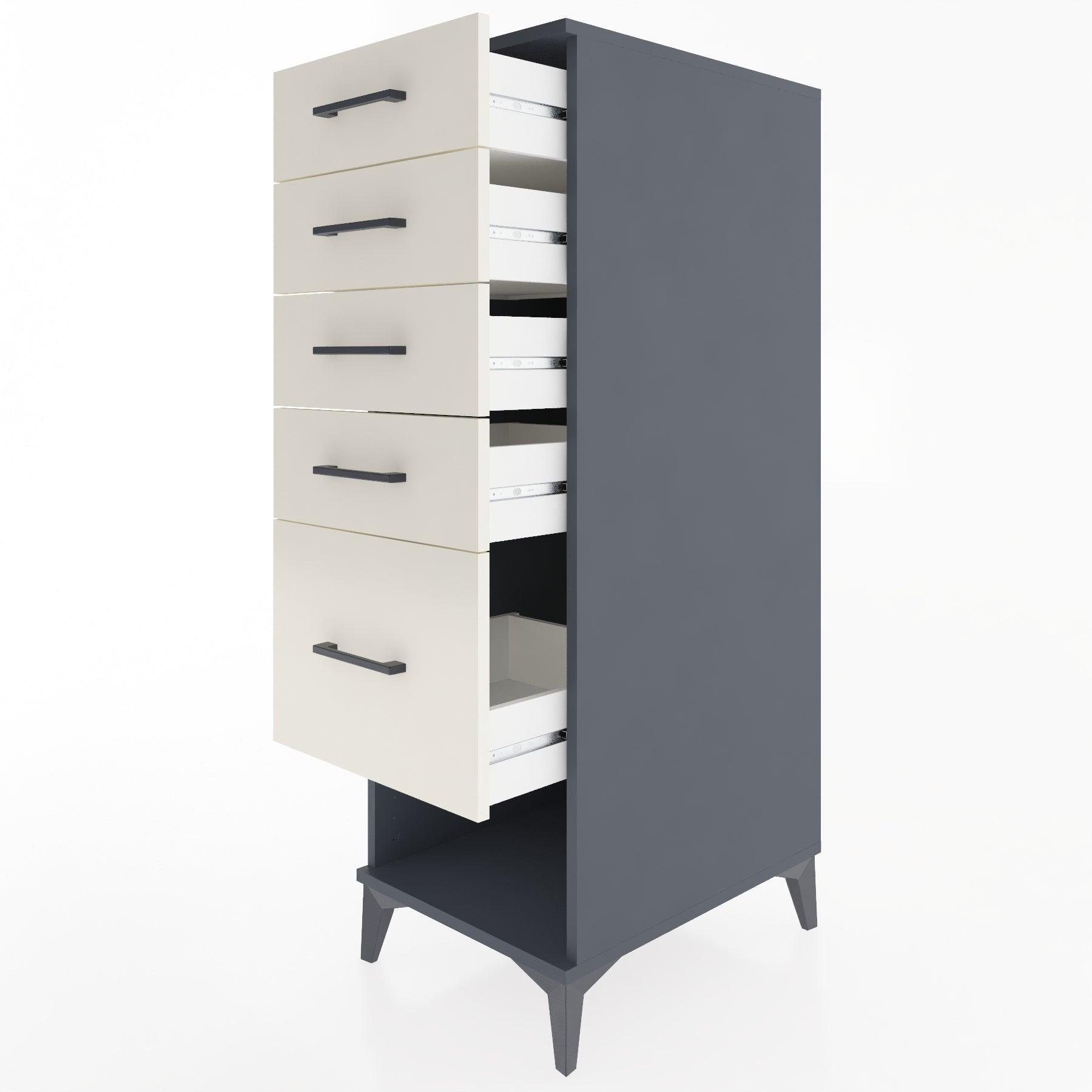 Woodntry Modular Cabinet Anthracite 44x30x122 cm with Drawers and Shelves CR88-2