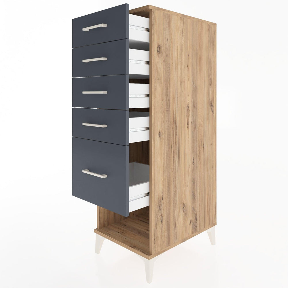 Woodntry Modüler Dolap Çam 44x30x122 cm Çekmeceli ve Raflı CR88-3