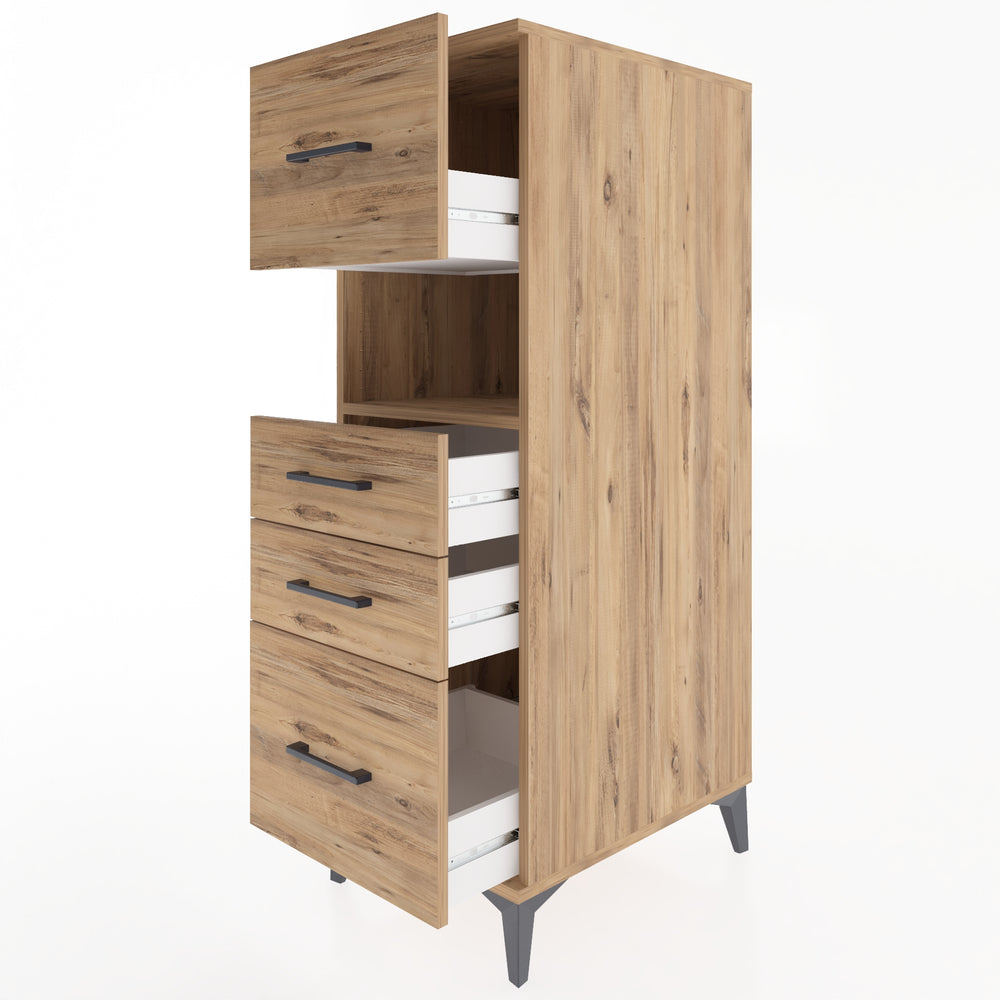 Woodntry Modular Cabinet Pine 44x59x122 cm with Drawers and Shelves CR38-3