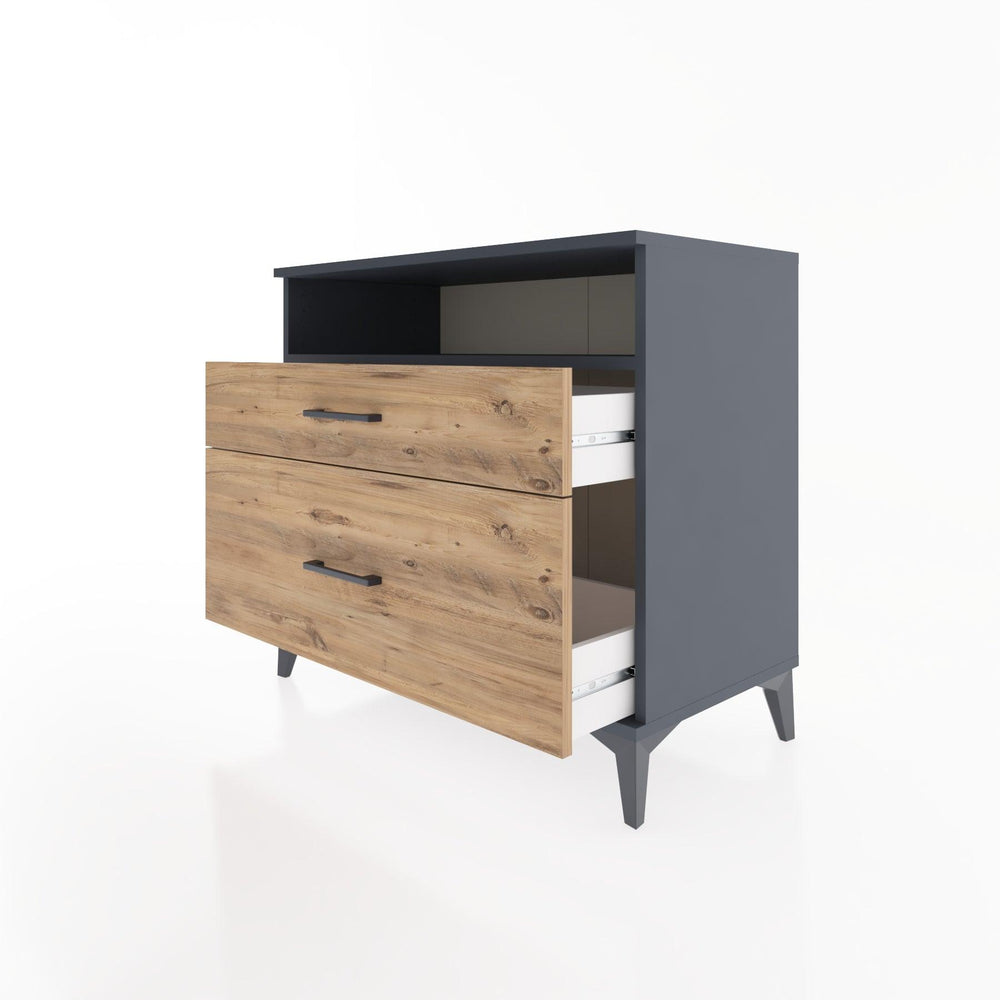 Woodntry Modüler Şifonyer Antrasit 88x44x68 cm Çekmeceli ve Raflı CR39-2