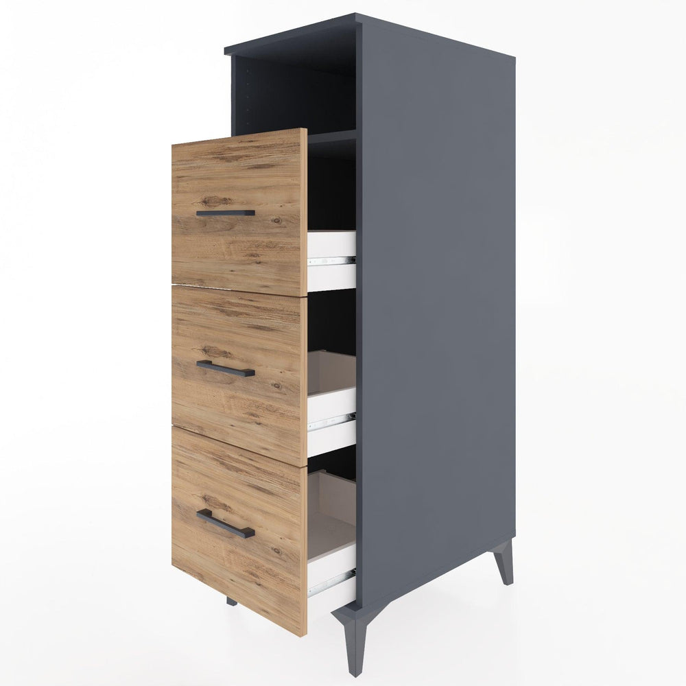 Woodntry Modular Cabinet Anthracite 44x30x122 cm with Drawers and Shelves CR39-2