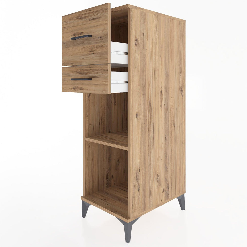 Woodntry Modüler Dolap Çam 44x30x122 cm Çekmeceli ve Raflı CR89-3