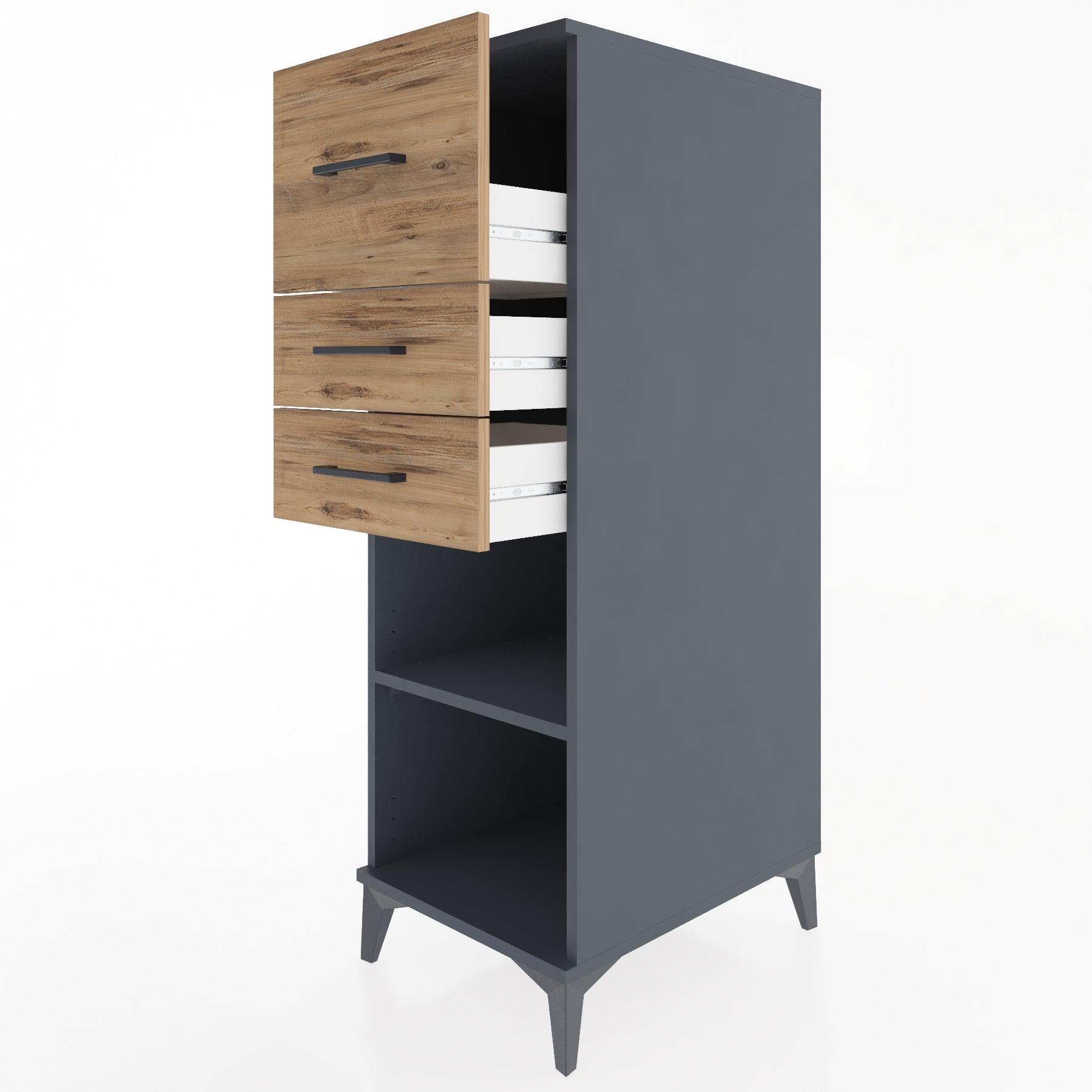 Woodntry Modular Cabinet Anthracite 44x30x122 cm with Drawers and Shelves CR90-2