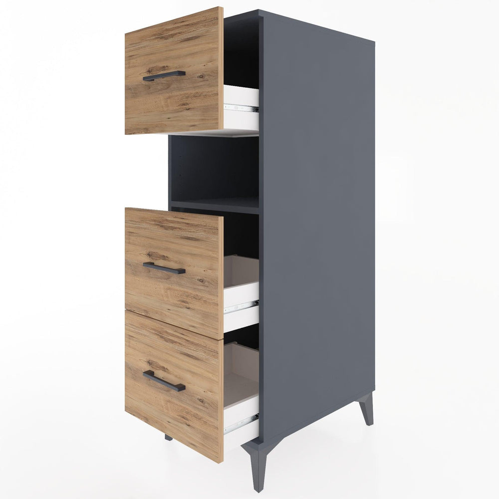 Woodntry Modular Cabinet Anthracite 44x30x122 cm with Drawers and Shelves CR40-2