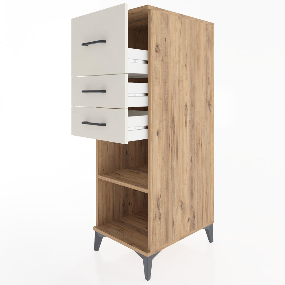 Woodntry Modüler Dolap Çam 44x30x122 cm Çekmeceli ve Raflı CR90-3