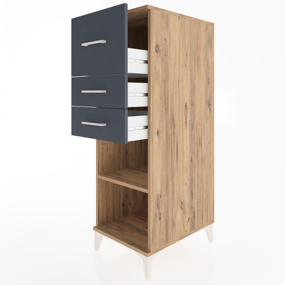 Woodntry Modüler Dolap Çam 44x30x122 cm Çekmeceli ve Raflı CR90-3