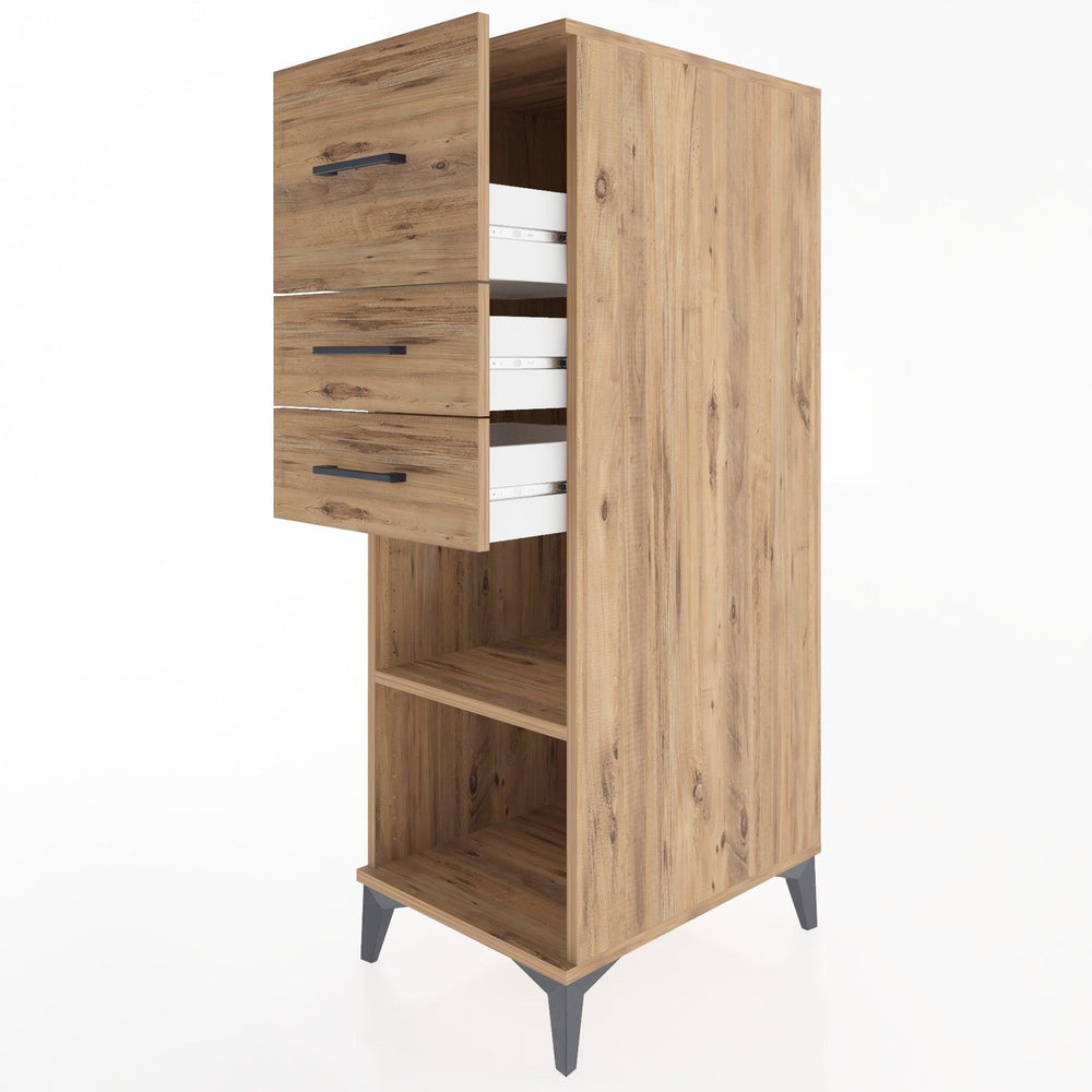 Woodntry Modüler Dolap Çam 44x30x122 cm Çekmeceli ve Raflı CR90-3