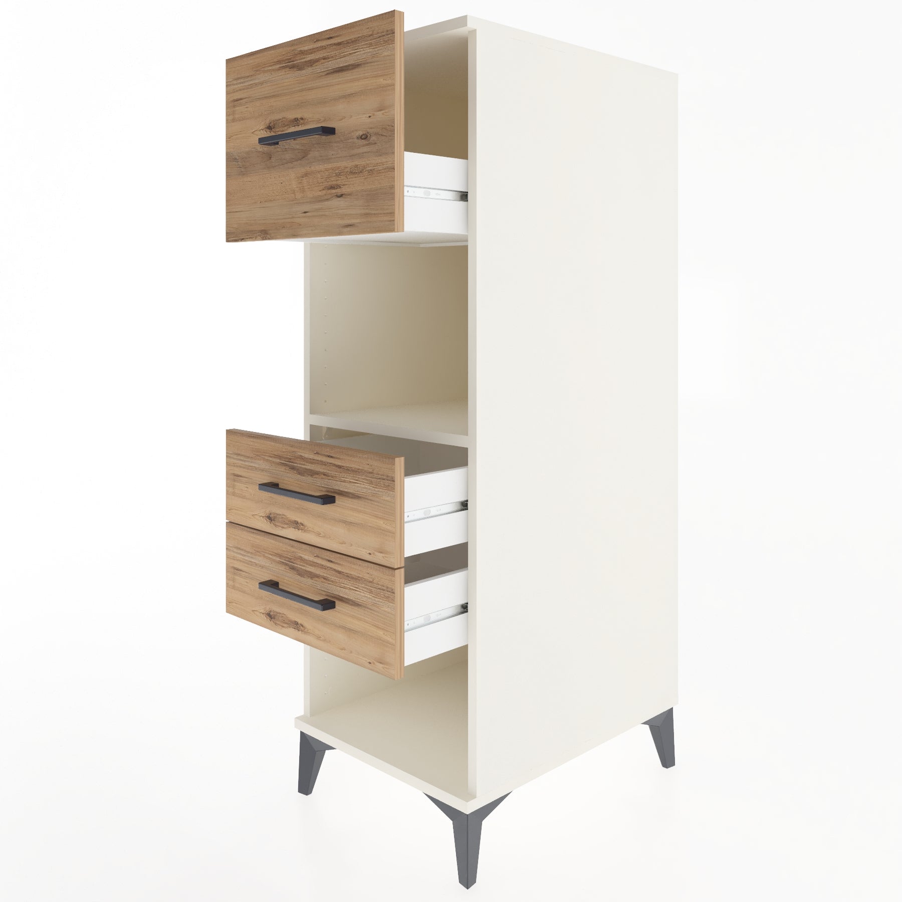 Woodntry Modüler Dolap Aytaşı 44x59x122 cm Çekmeceli ve Raflı CR91-1