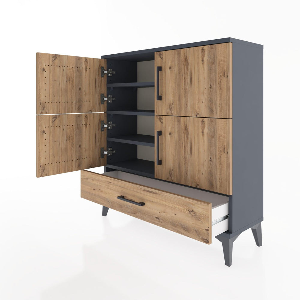 Woodntry Modular Dresser Anthracite 88x30x84 cm with Cover and Drawer KC41-2