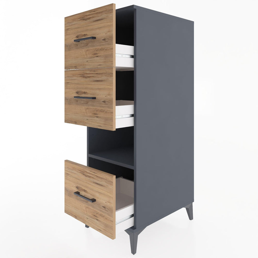 Woodntry Modular Cabinet Anthracite 44x30x122 cm with Drawers and Shelves CR41-2