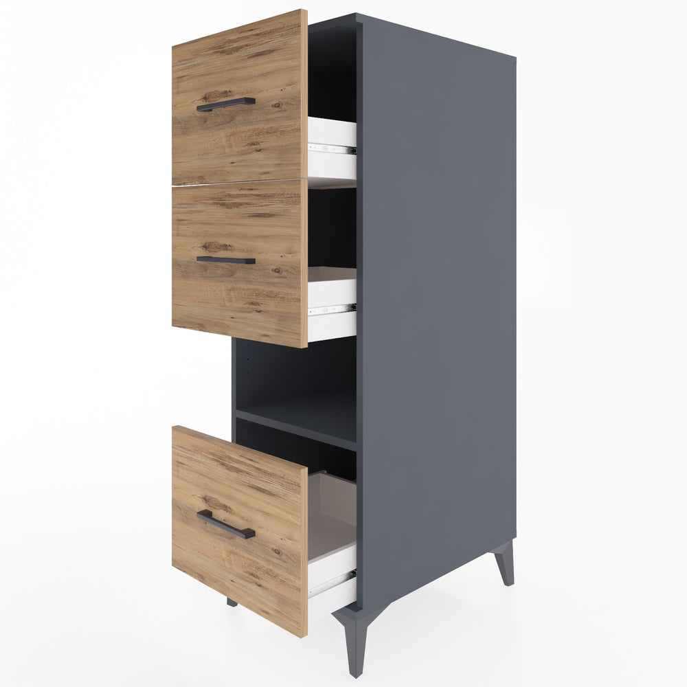 Woodntry Modular Cabinet Anthracite 44x59x122 cm with Drawers and Shelves CR41-2