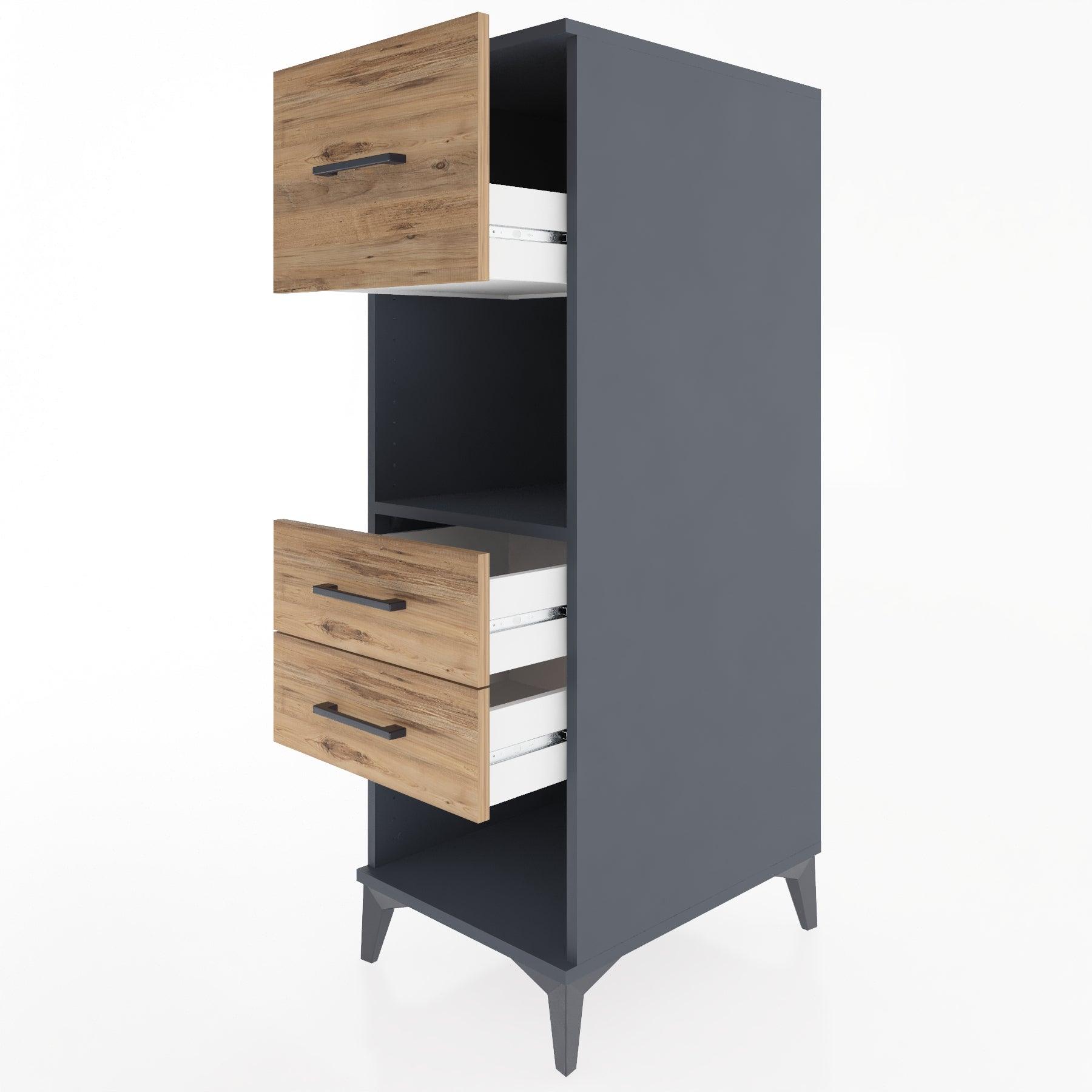 Woodntry Modular Cabinet Anthracite 44x30x122 cm with Drawers and Shelves CR91-2