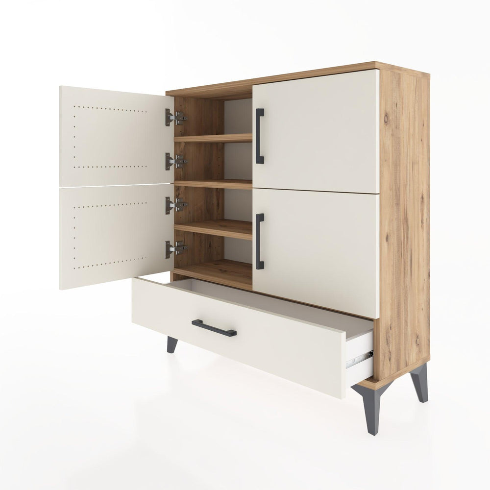 Woodntry Modüler Şifonyer Çam 88x30x84 cm Kapaklı ve Çekmeceli KC41-3