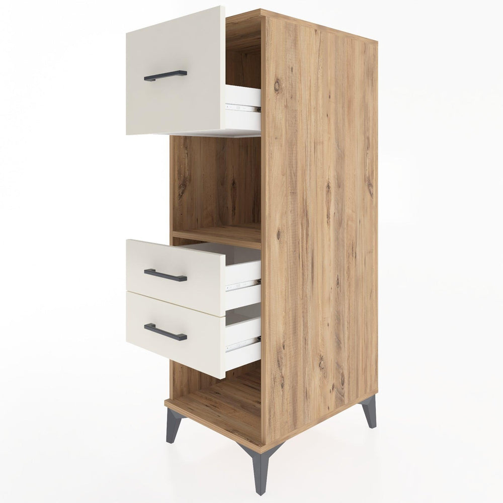 Woodntry Modüler Dolap Çam 44x30x122 cm Çekmeceli ve Raflı CR91-3