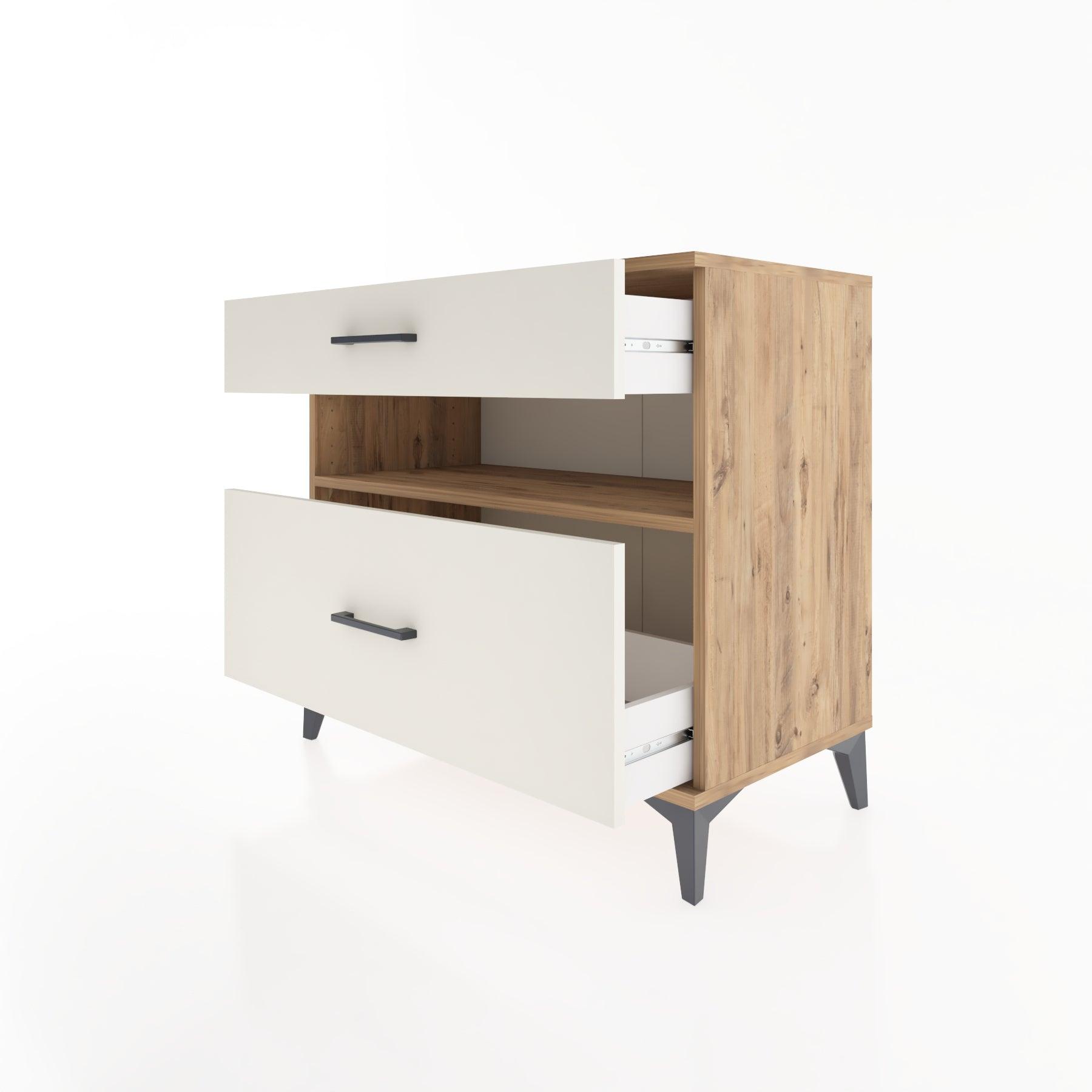 Woodntry Modüler Şifonyer Çam 88x44x68 cm Çekmeceli ve Raflı CR41-3