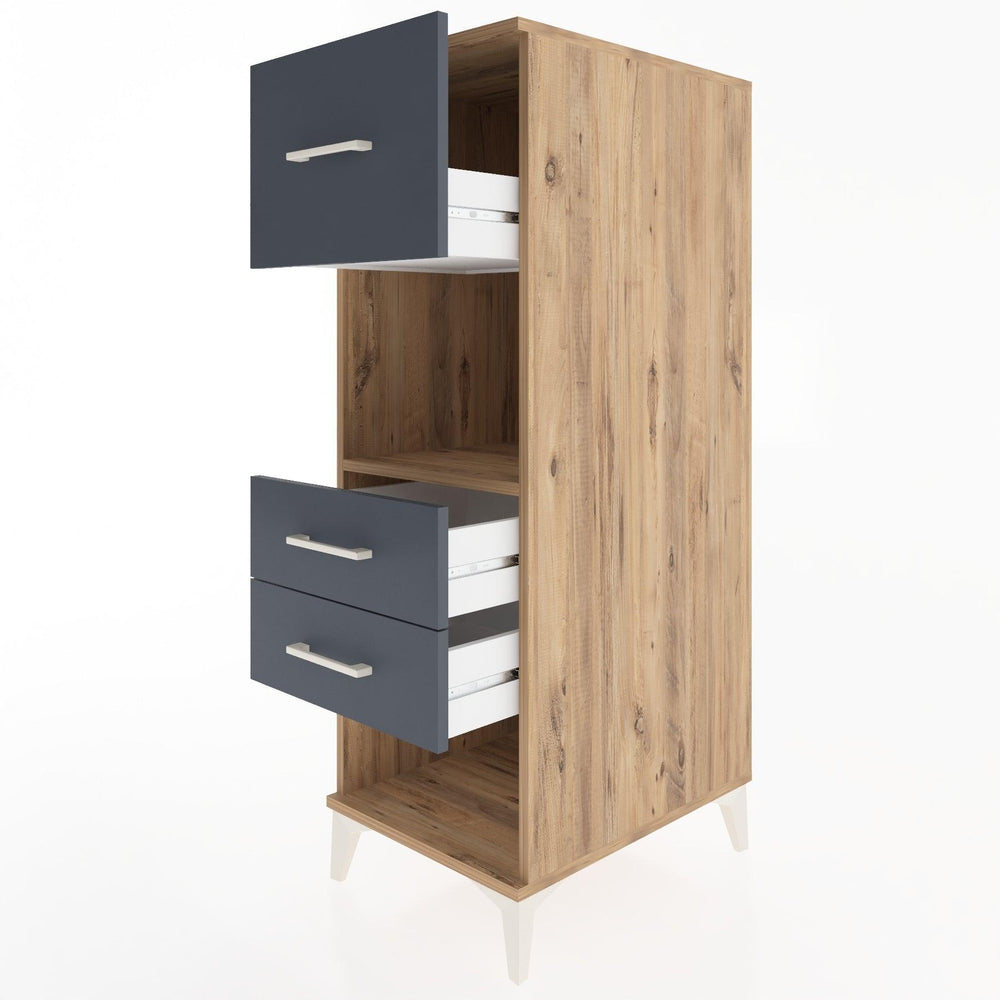 Woodntry Modüler Dolap Çam 44x30x122 cm Çekmeceli ve Raflı CR91-3