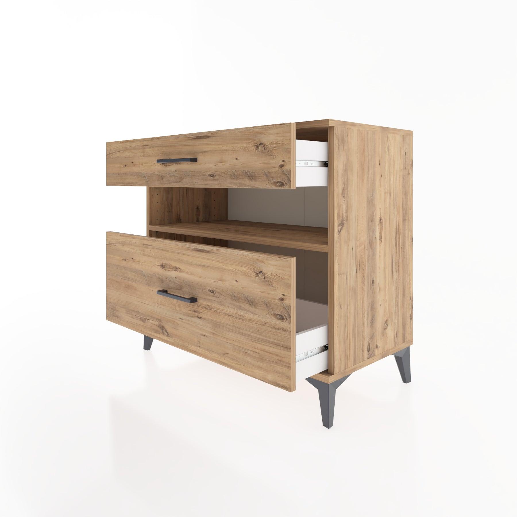 Woodntry Modüler Şifonyer Çam 88x44x68 cm Çekmeceli ve Raflı CR41-3