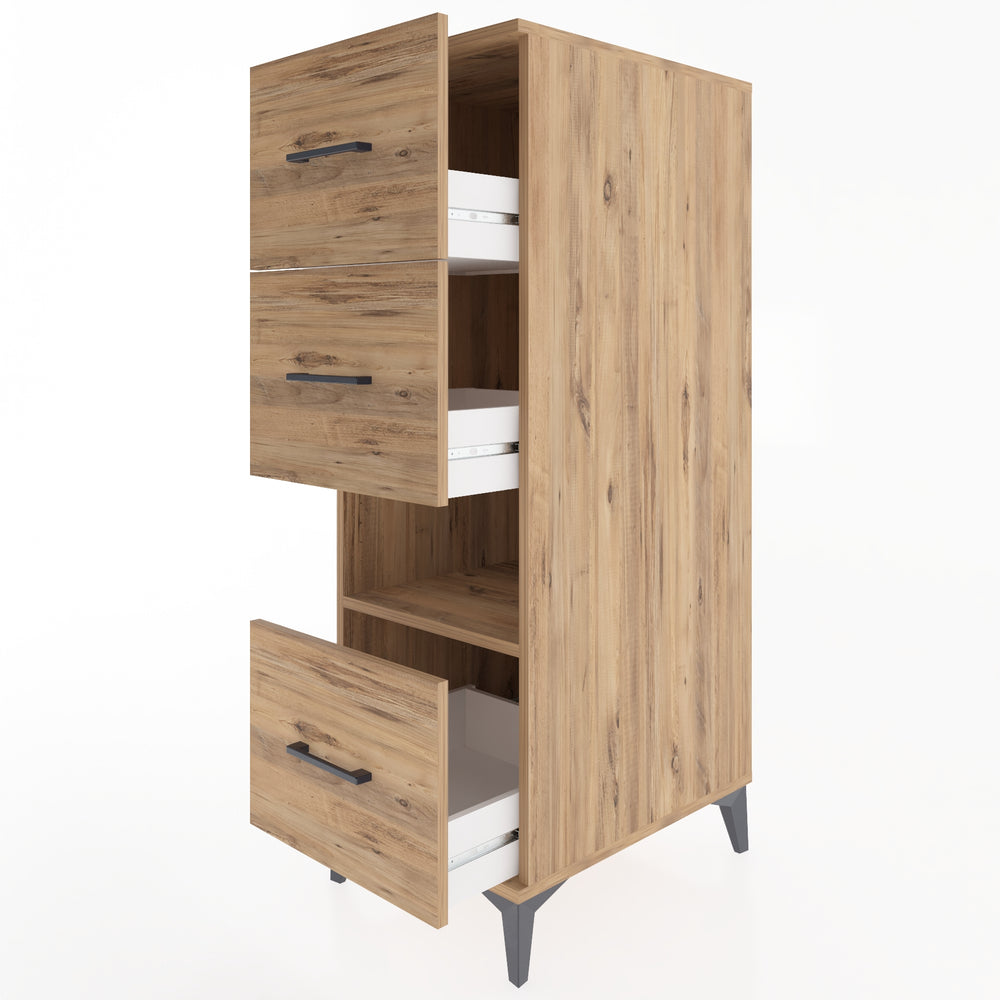 Woodntry Modular Cabinet Pine 44x59x122 cm with Drawers and Shelves CR41-3