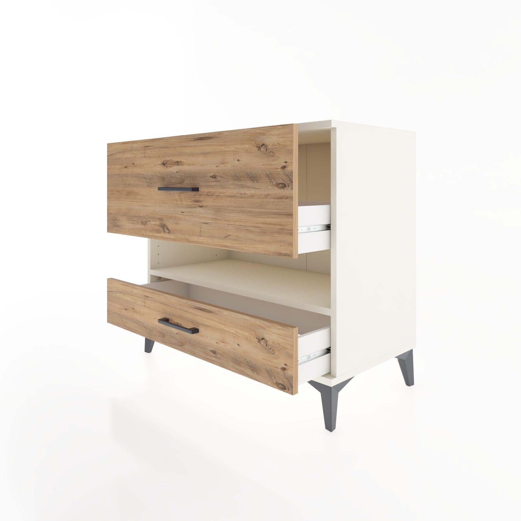 Woodntry Modüler Şifonyer Aytaşı 88x44x68 cm Çekmeceli ve Raflı CR42-1