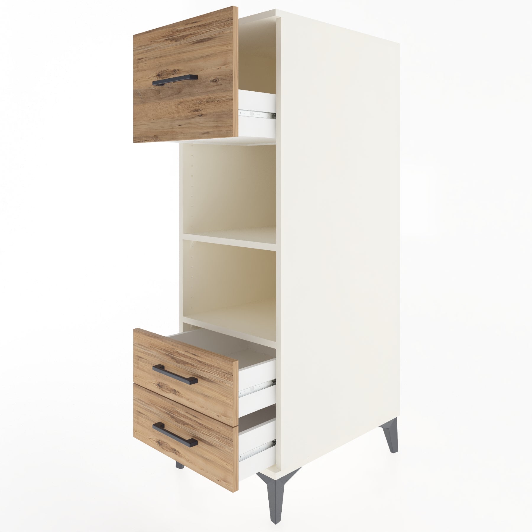 Woodntry Modüler Dolap Aytaşı 44x59x122 cm Çekmeceli ve Raflı CR92-1