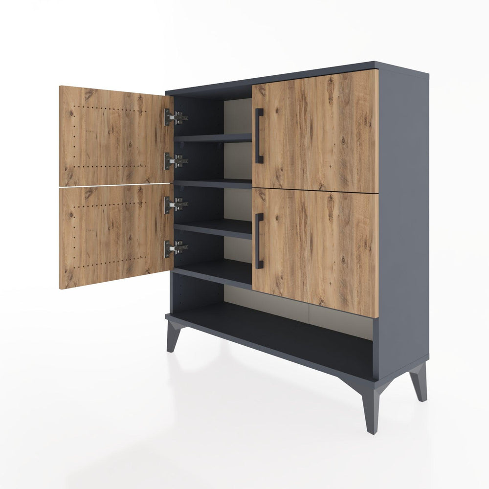 Woodntry Modüler Şifonyer Antrasit 88x30x84 cm Kapaklı ve Raflı KR42-2