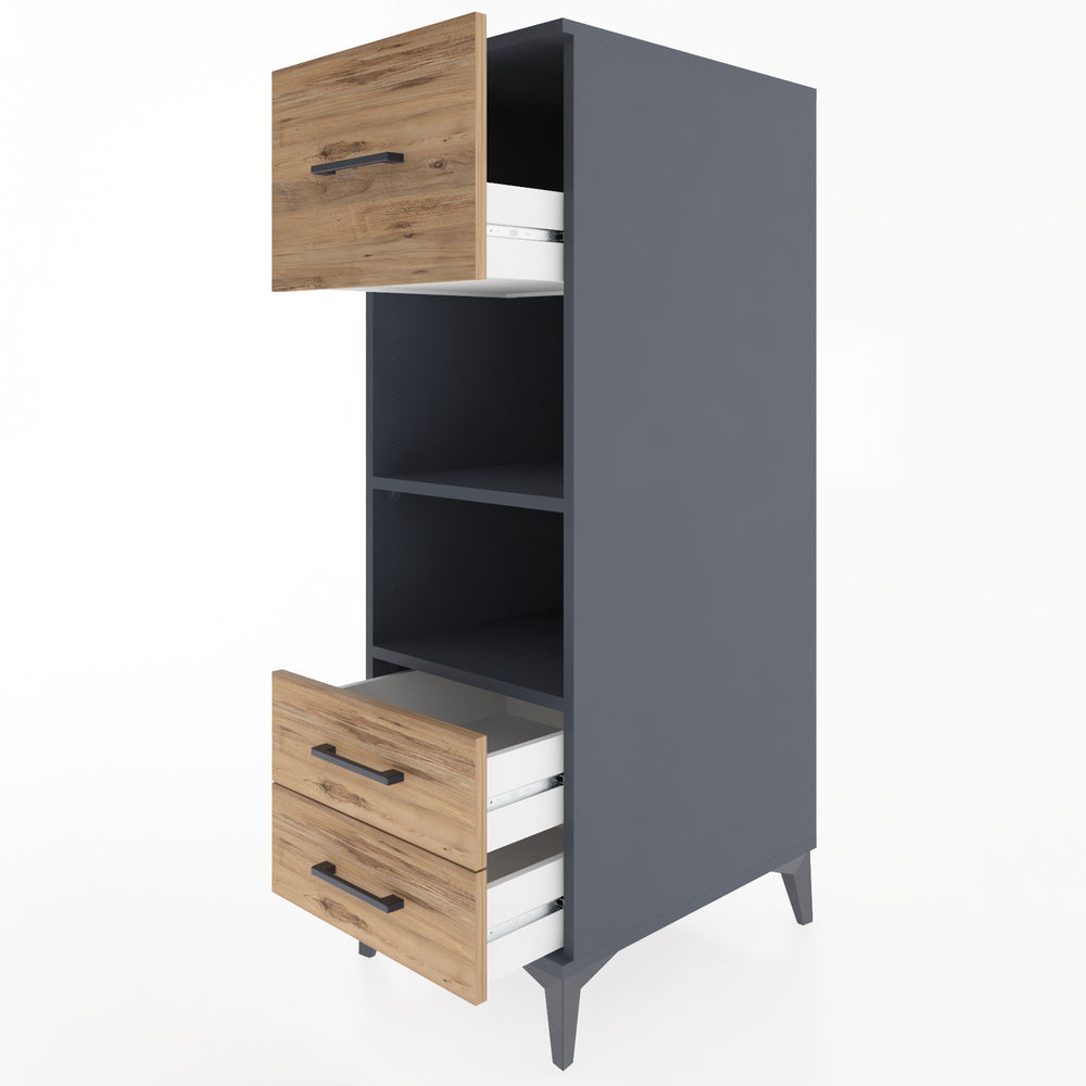 Woodntry Modular Cabinet Anthracite 44x59x122 cm with Drawers and Shelves CR92-2