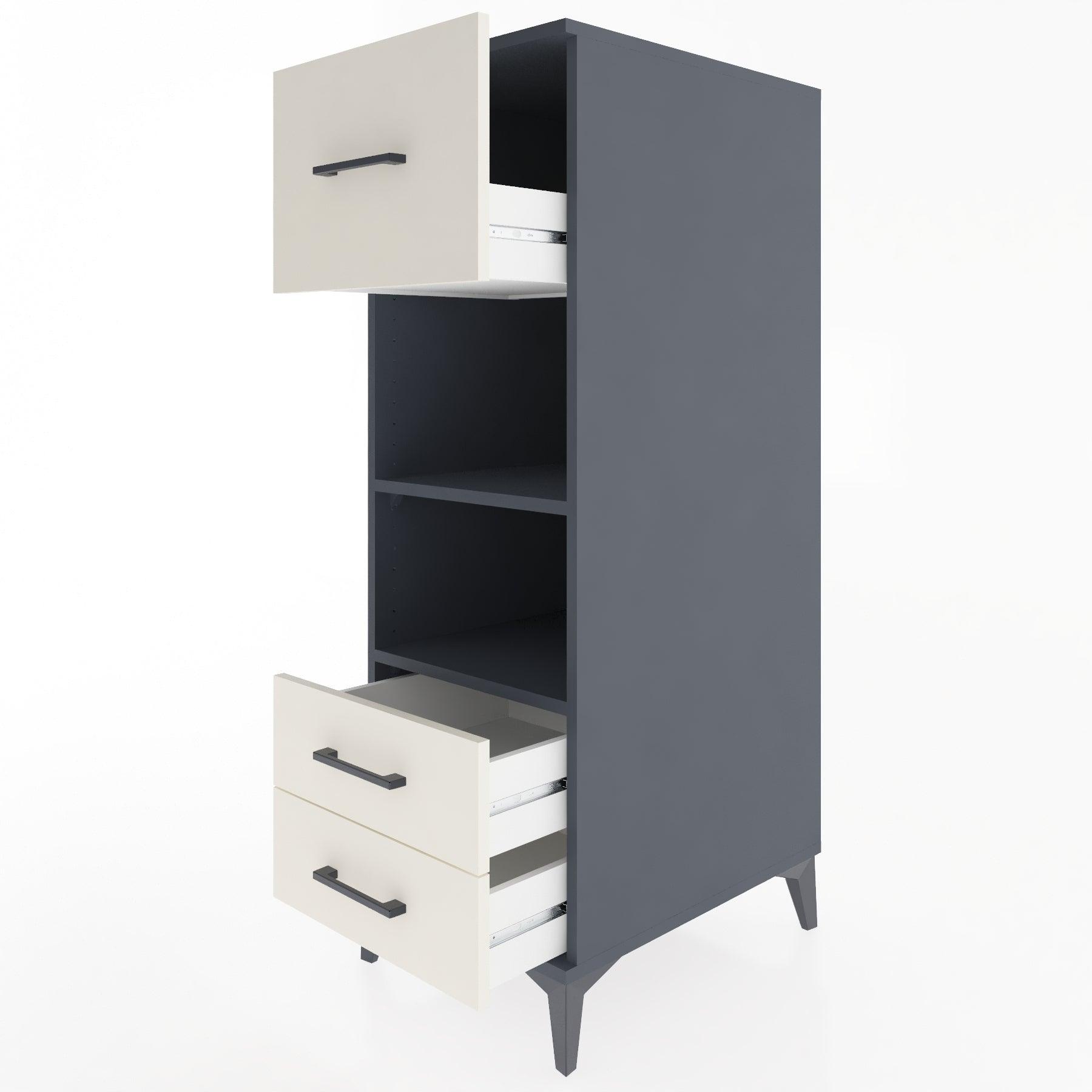 Woodntry Modular Cabinet Anthracite 44x30x122 cm with Drawers and Shelves CR92-2