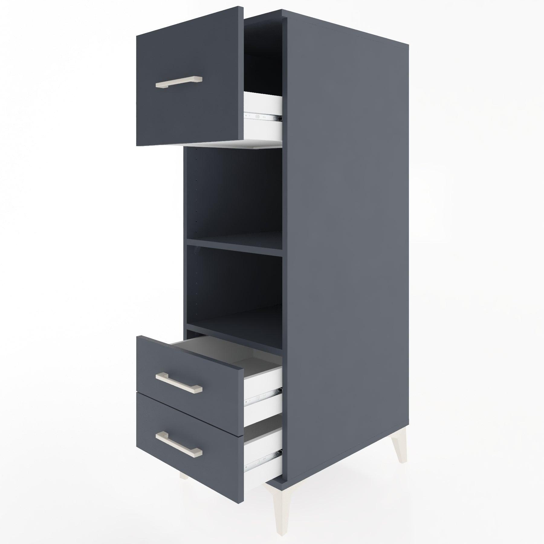 Woodntry Modular Cabinet Anthracite 44x30x122 cm with Drawers and Shelves CR92-2