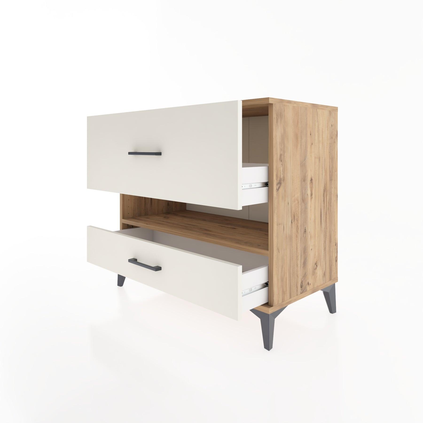 Woodntry Modüler Şifonyer Çam 88x44x68 cm Çekmeceli ve Raflı CR42-3