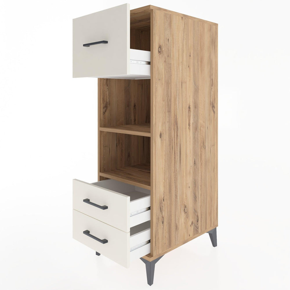 Woodntry Modüler Dolap Çam 44x30x122 cm Çekmeceli ve Raflı CR92-3