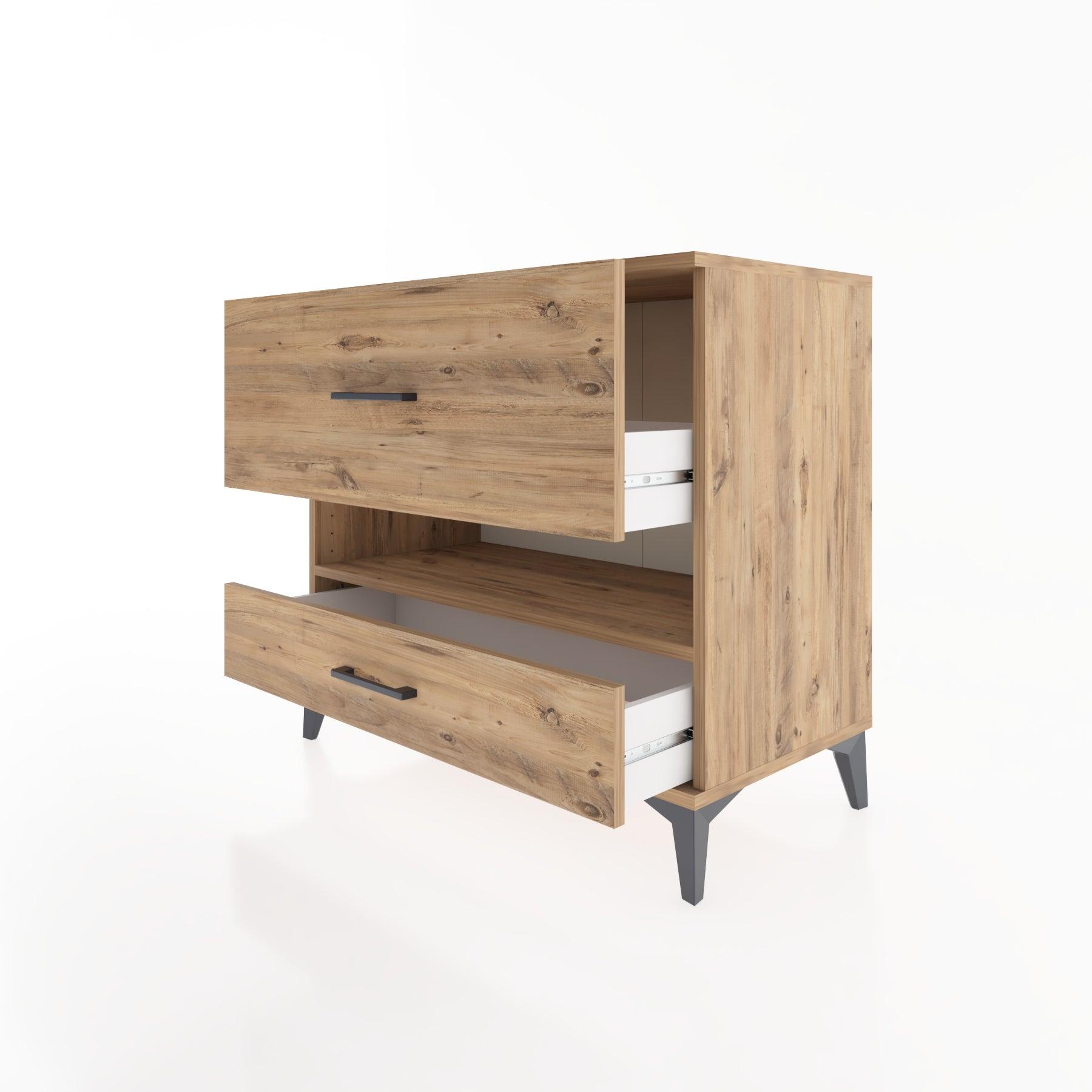 Woodntry Modüler Şifonyer Çam 88x44x68 cm Çekmeceli ve Raflı CR42-3