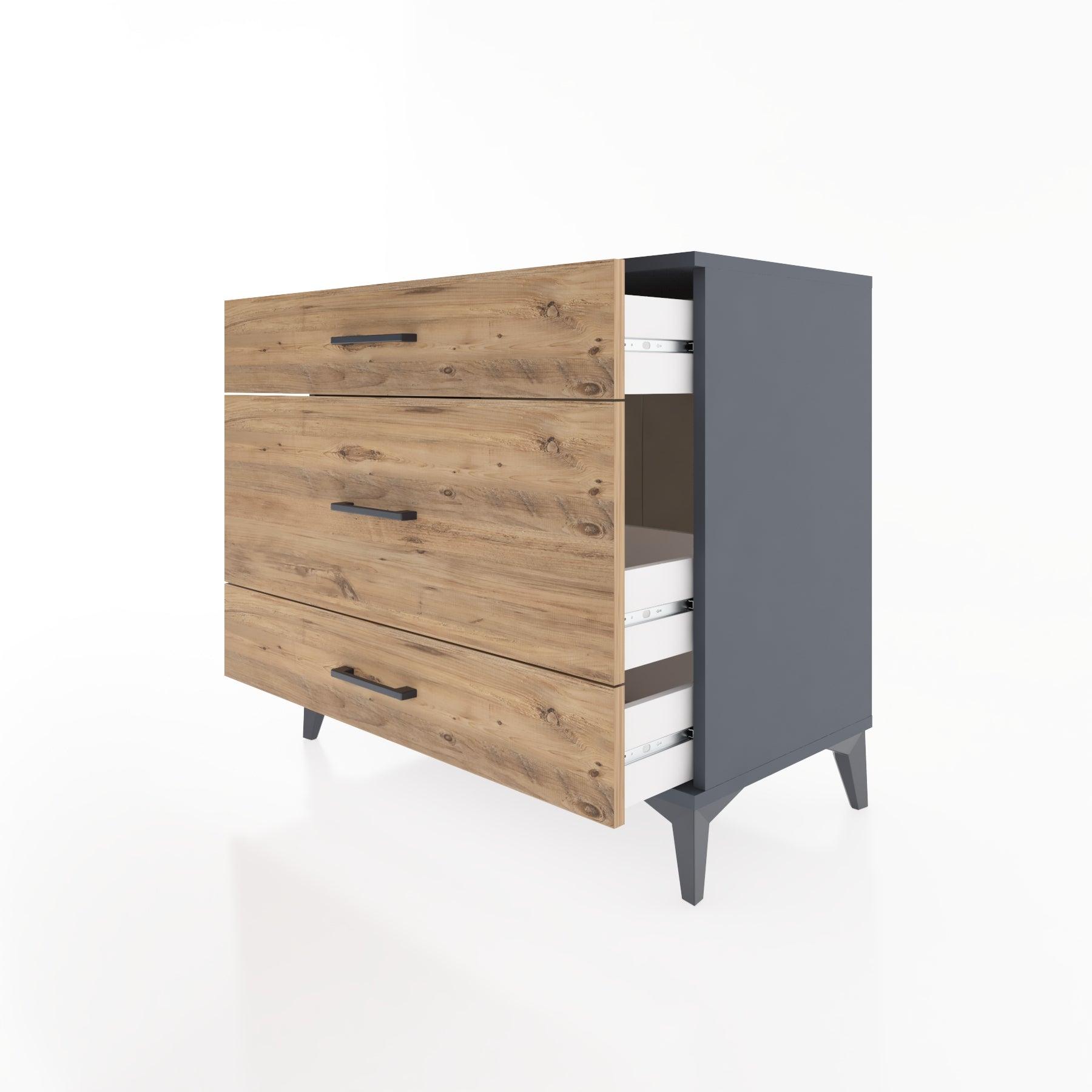 Woodntry Modüler Şifonyer Antrasit 88x44x68 cm Çekmeceli C43-2
