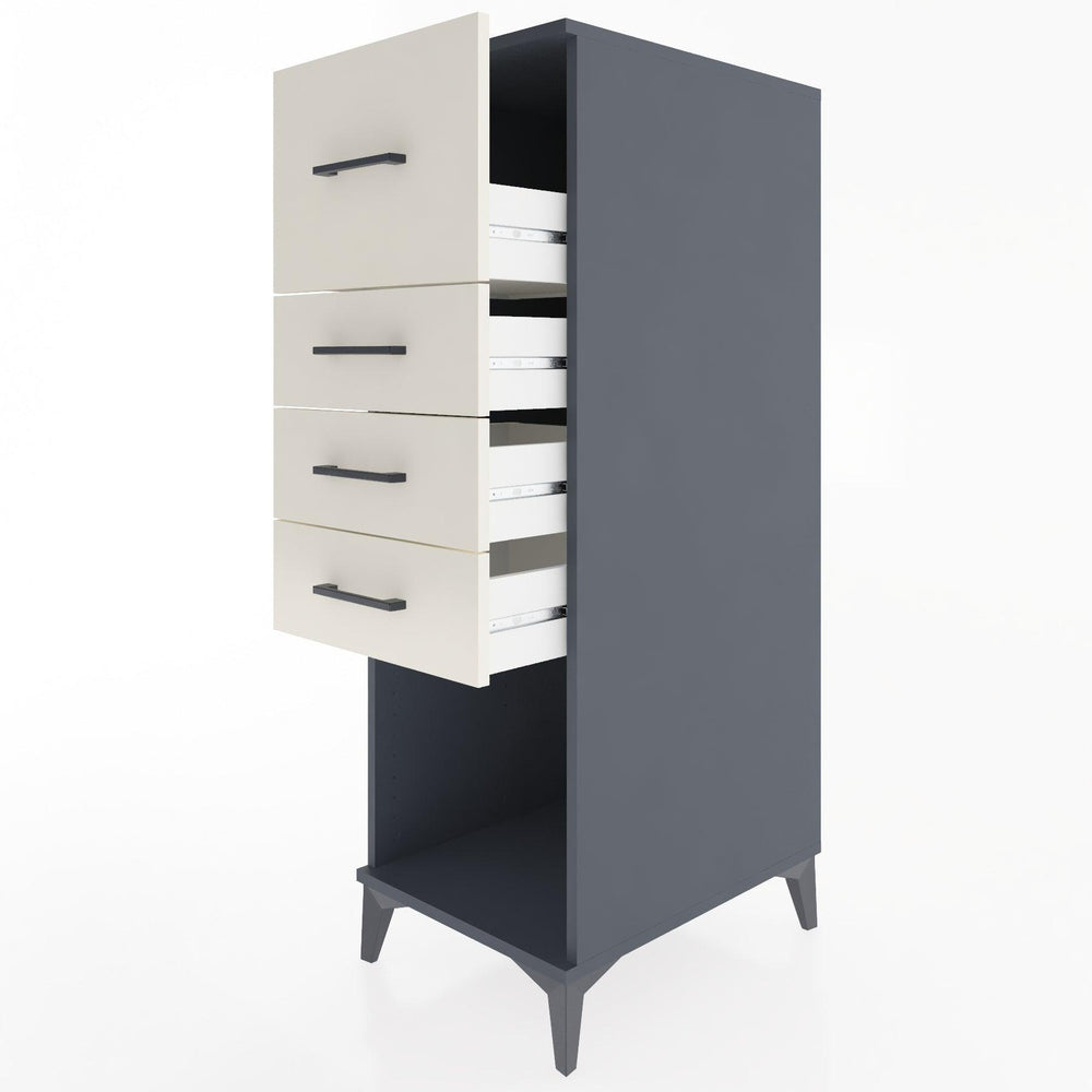 Woodntry Modüler Dolap Antrasit 44x30x122 cm Çekmeceli ve Raflı CR93-2