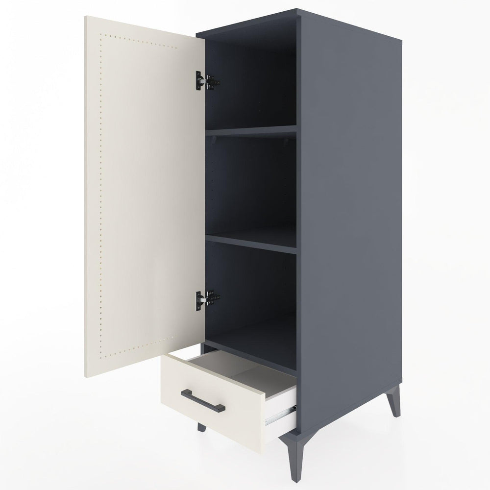 Woodntry Modüler Dolap Antrasit 44x30x122 cm Kapaklı ve Çekmeceli KC43-2