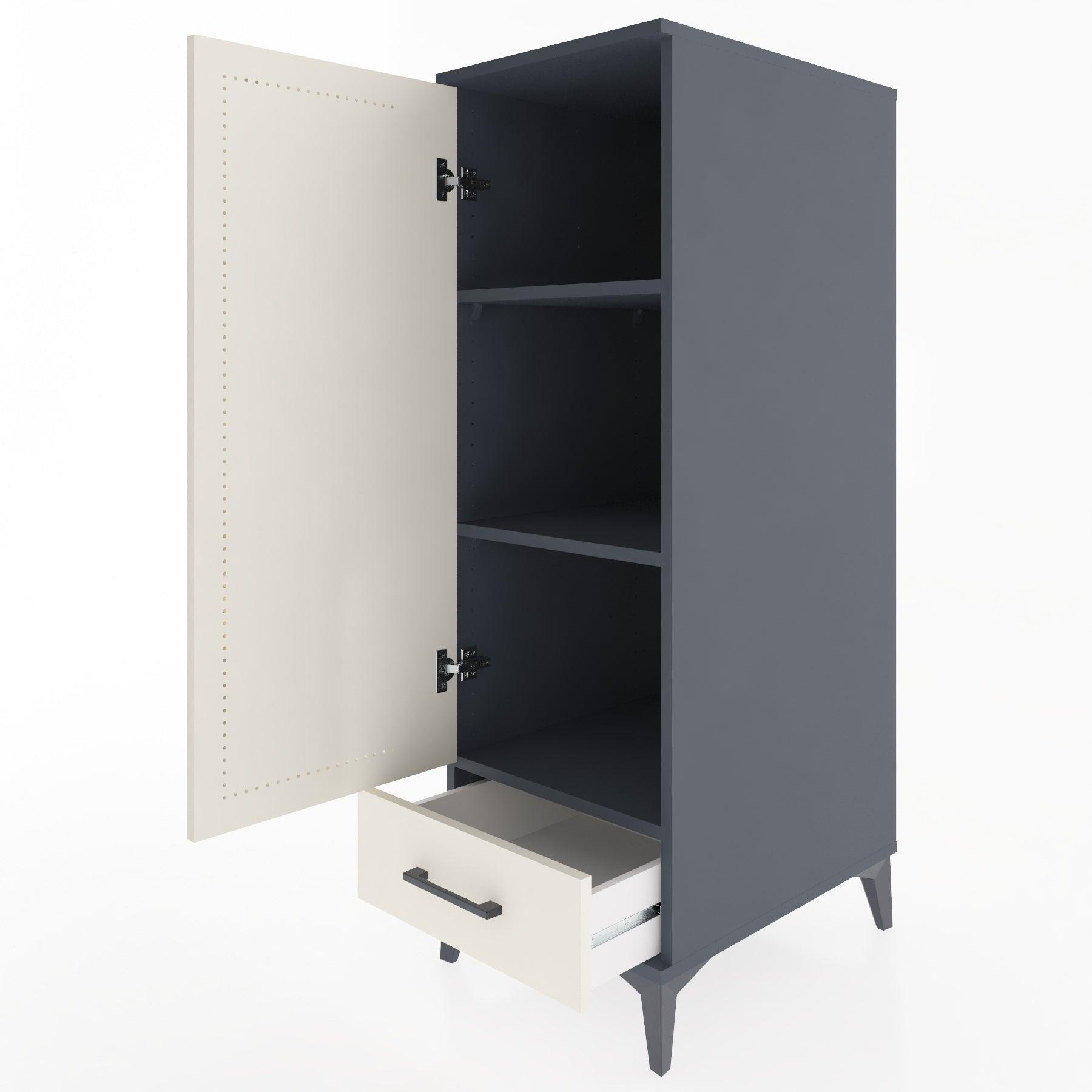 Woodntry Modular Cabinet Anthracite 44x30x122 cm with Doors and Drawers KC43-2